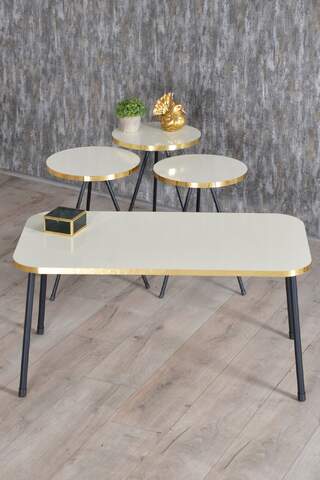 Black Metal Gold Coffee Table Set Square
