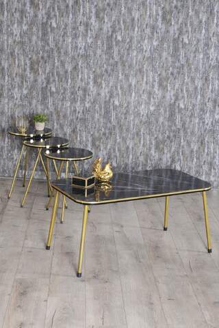 Gold Metal Double Gold Coffee Table Set Square
