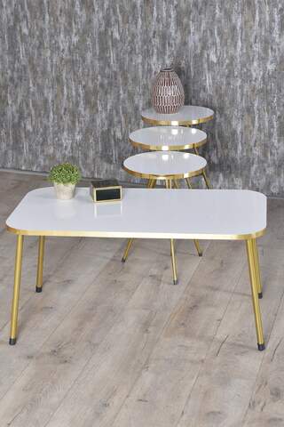 Gold Metal Coffee Table Set Square