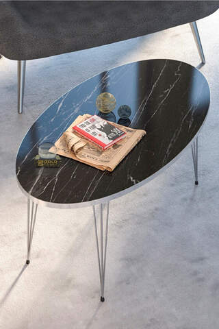 Silver Wire Mid Coffee Table Ellipse