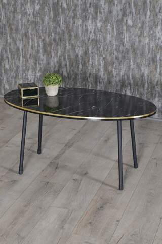 Black Metal Double Gold Centre Coffee Table Ellipse
