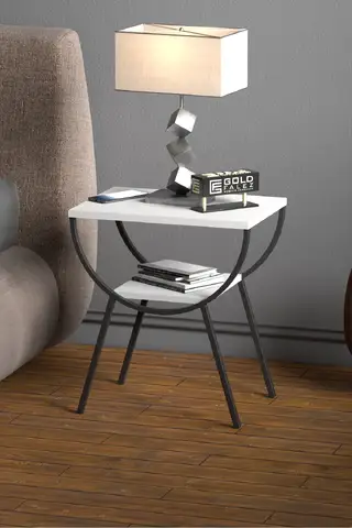 Side Table Nightstand Metal Leg WHITE
