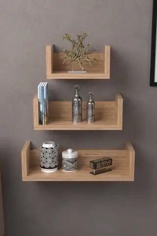 Wall Shelf Decorative U Shelf Walnut