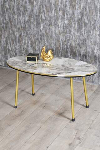 Gold Metal Double Gold Centre Coffee Table Ellipse
