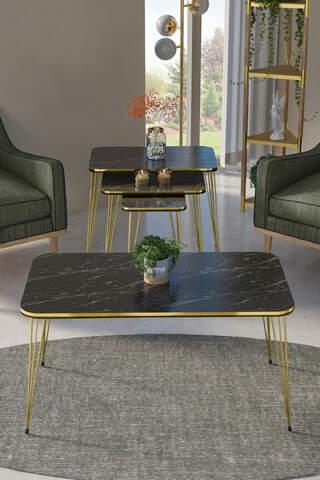 Nesting Table Kr and Coffee Table Kr Set Double Gold Bendir Wire