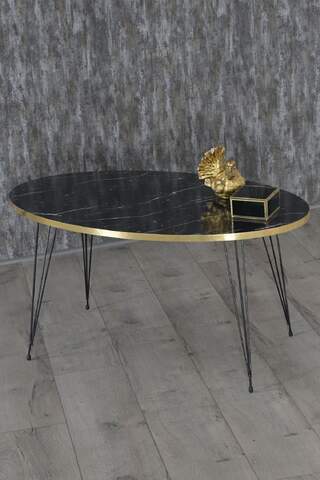 Black Wire Gold Centre Coffee Table Ellipse