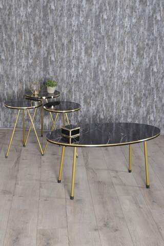 Gold Metal Double Gold Coffee Table Set Ellipse