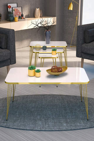 Square Gold Wire Coffee Table Set