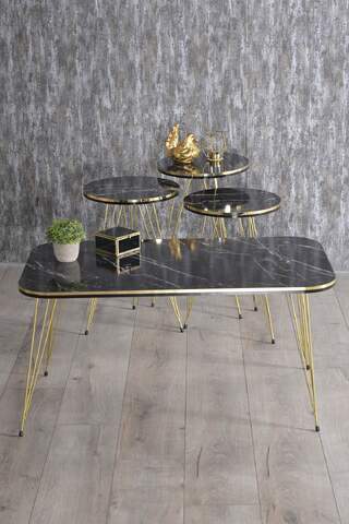 Gold Wire Double Gold Coffee Table Set Square