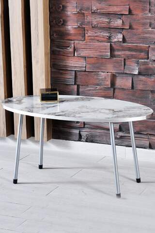 Silver Metal Centre Coffee Table Ellipse
