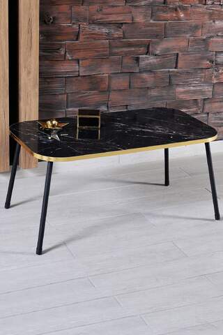 Black Metal Gold Centre Coffee Table Square