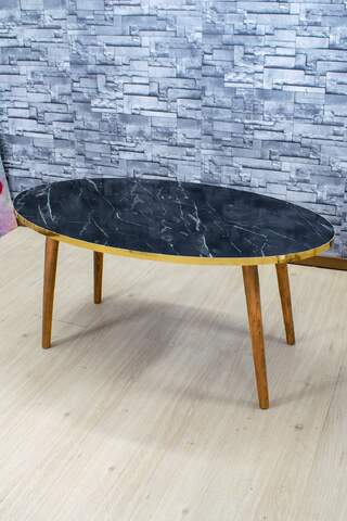 Wooden Gold Centre Coffee Table Ellipse