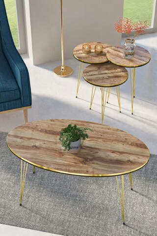 Gold Wire Double Gold Coffee Table Set Ellipse
