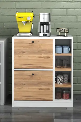 Coffee Corner Kitchen Shelf Multi-Purpose Cabinet Kitchen Stand Kitchen Bango White Walnut