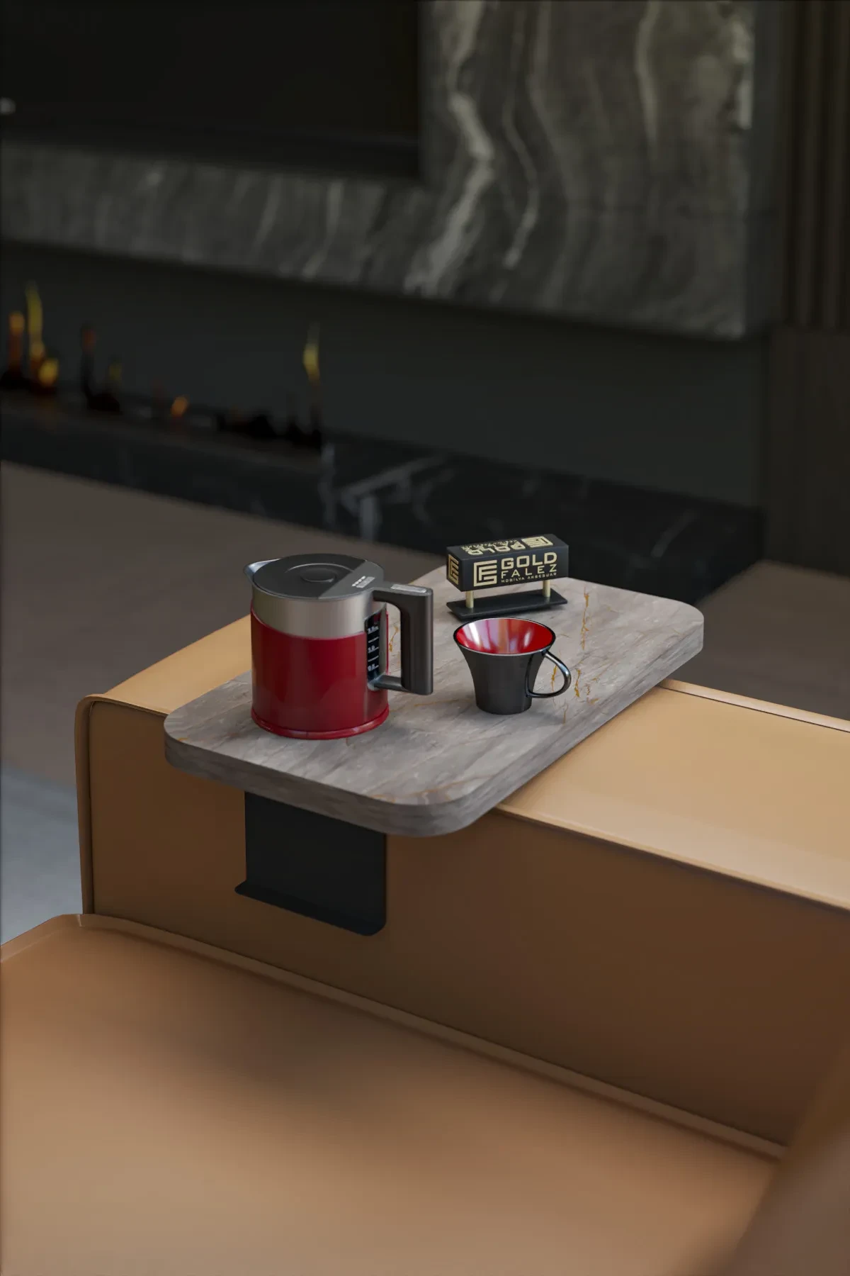 Dekoratif İkili (2 Adet) Yan Sehpa Dikdörtgen - 10 cm - Detay