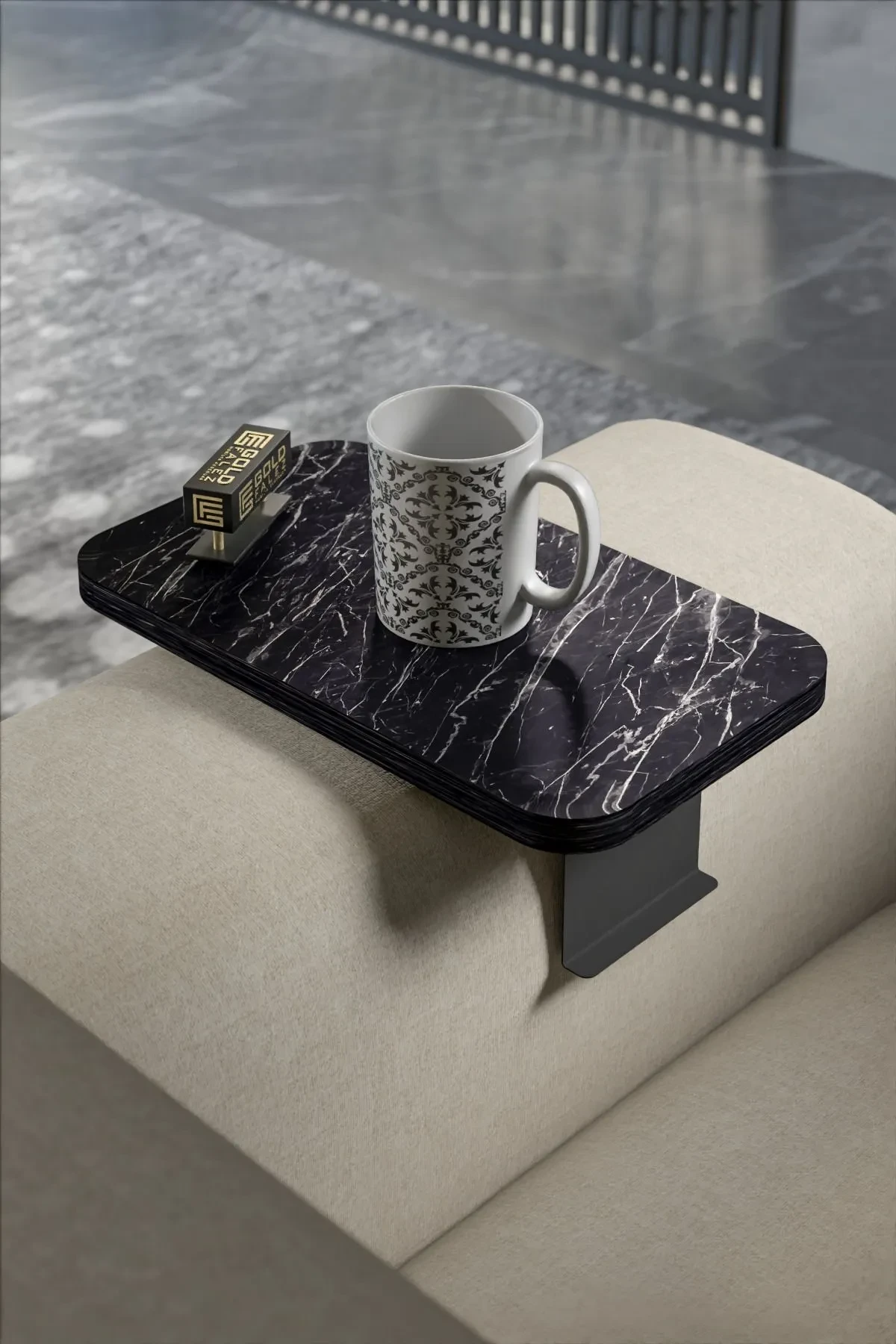 Dekoratif İkili (2 Adet) Yan Sehpa Dikdörtgen - 10 cm - Detay