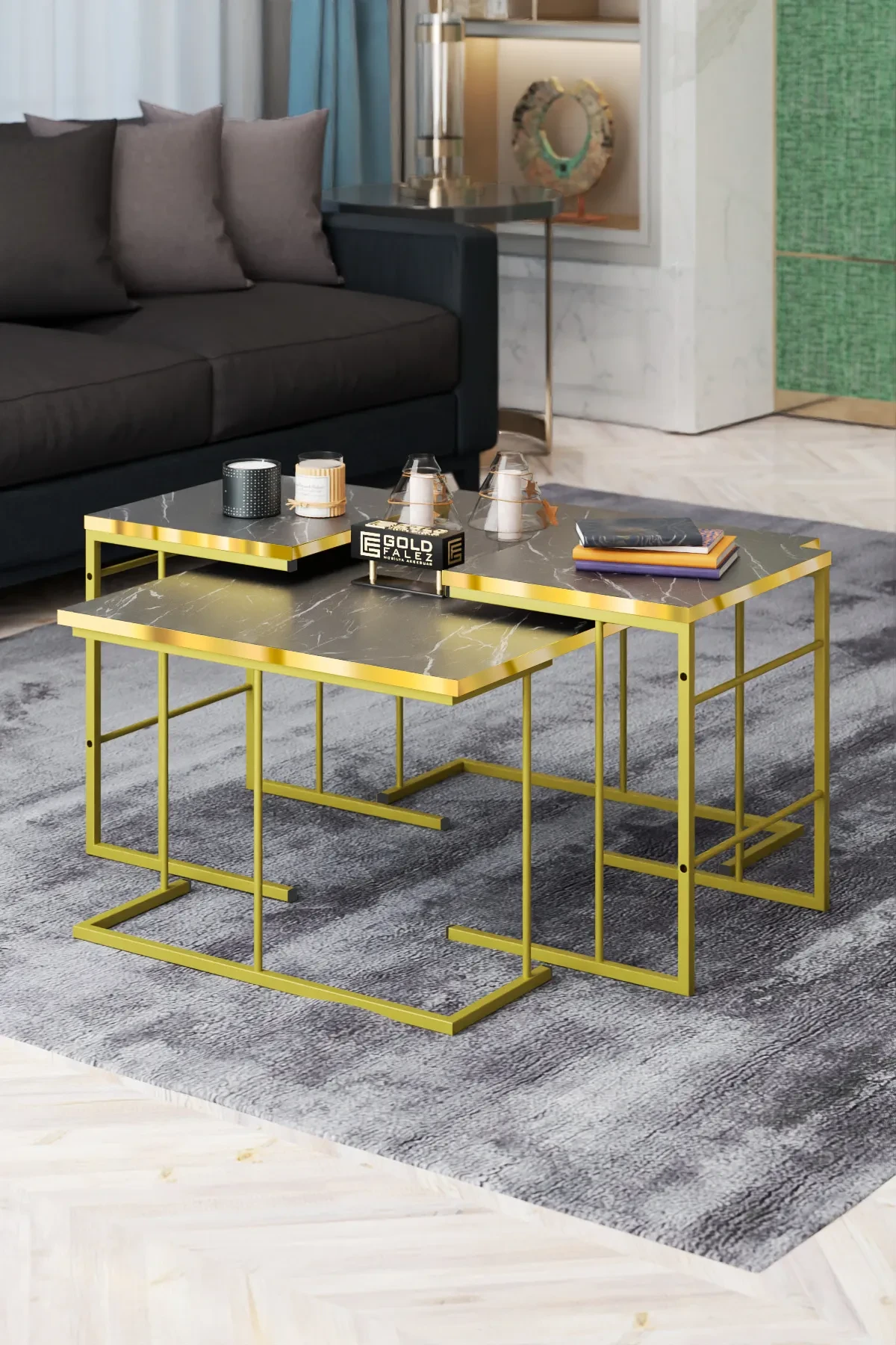 Solo Centre Coffee Table Zigon Coffee Table Gold Set
