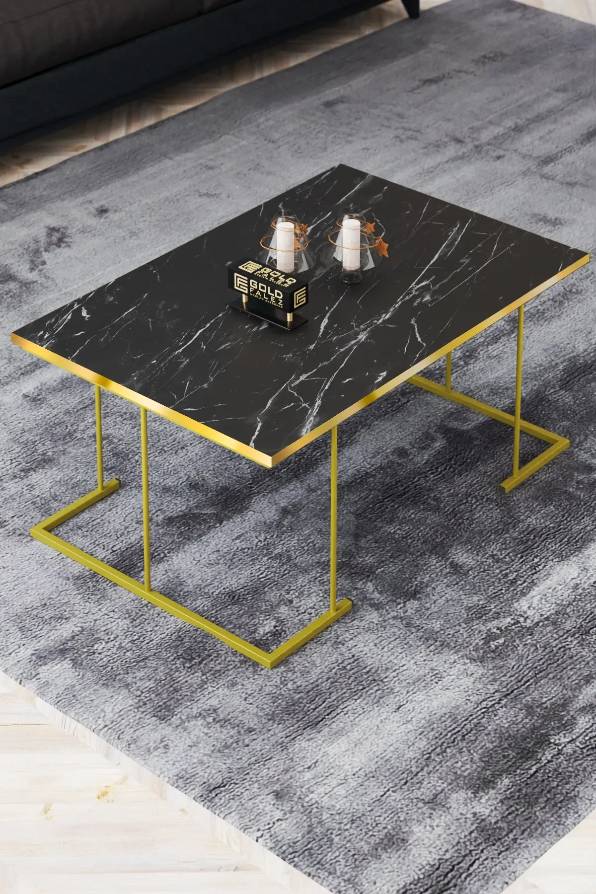 Solo Orta Sehpa Zigon Sehpa Altın Set - 41 cm - Detay