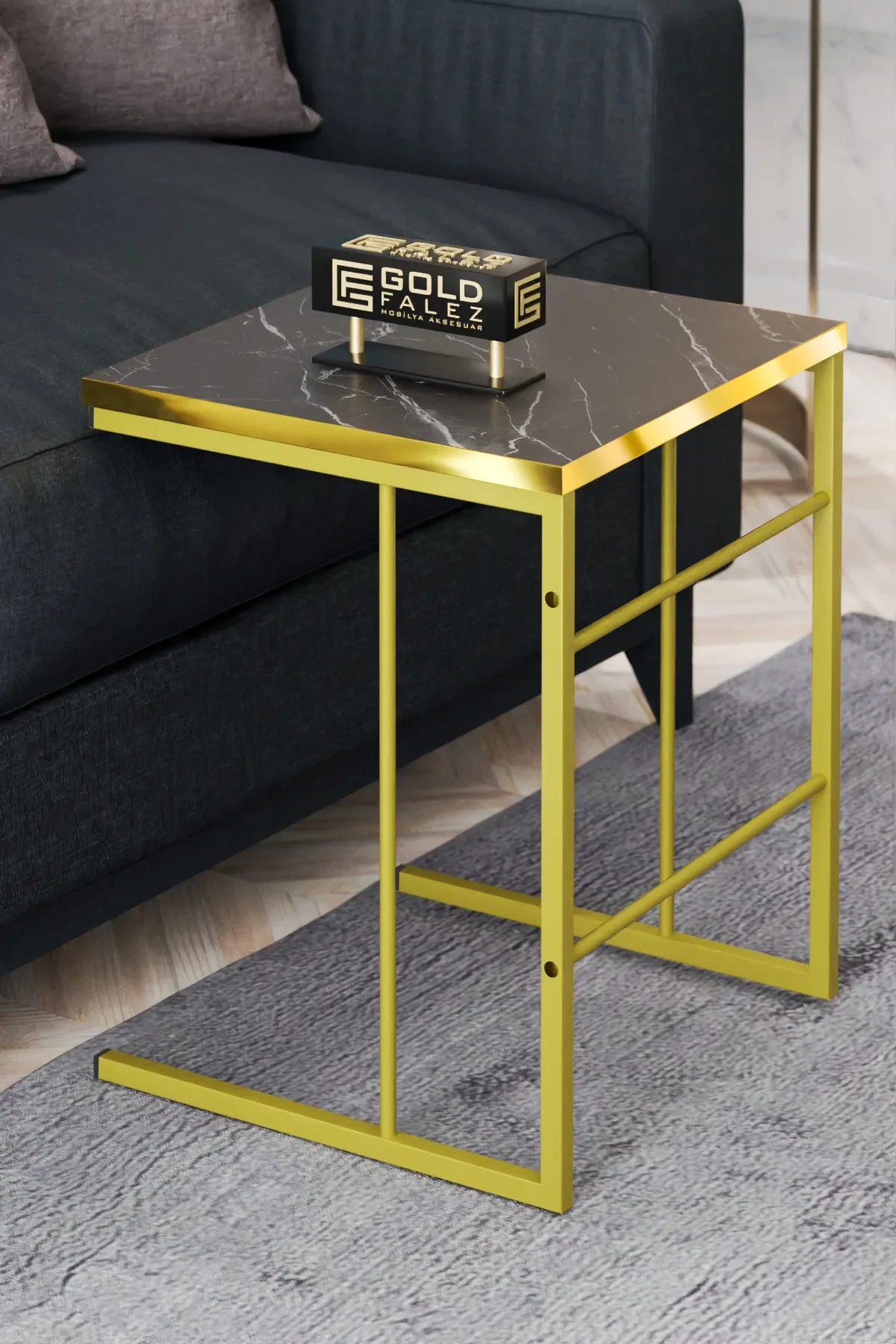 Solo Orta Sehpa Zigon Sehpa Altın Set - 41 cm - Farklı Açı