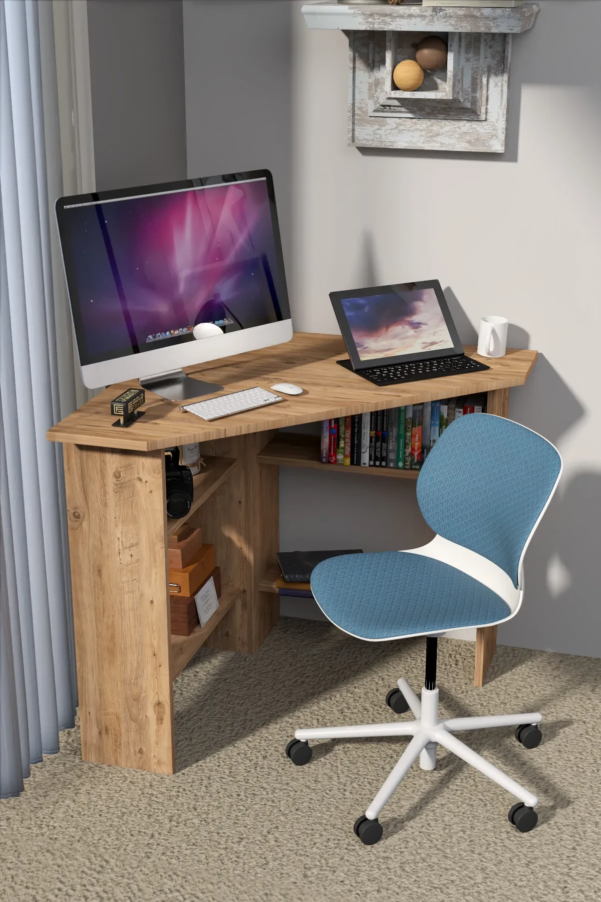 Corner Study Desk — Atlantic Pine