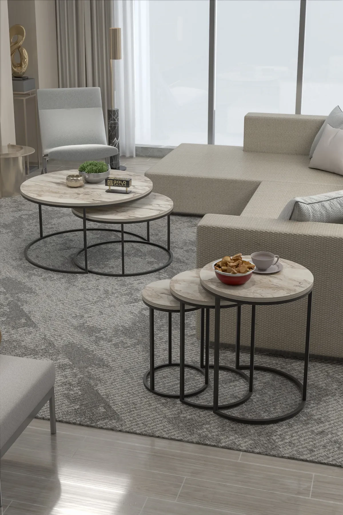 5'li Set C Lux - 70 çap x 51 cm - Detay