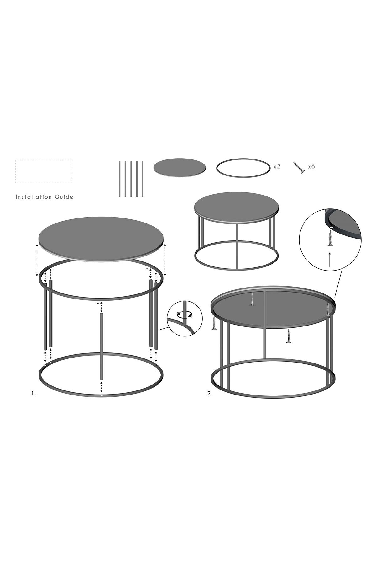 4'lü C Set - 57 cm - Ön Görünüm