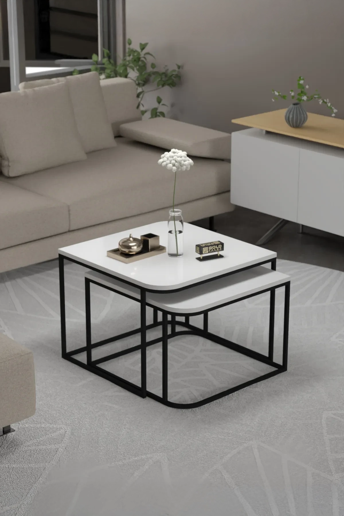 Damla Double Coffee Table — Wit