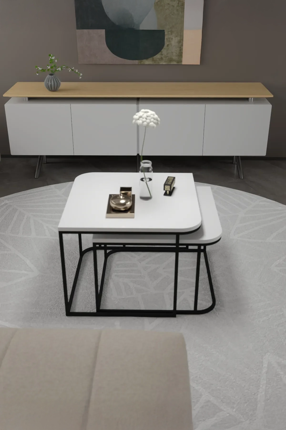 Damla İkili Orta Sehpa - 50 cm - Detay