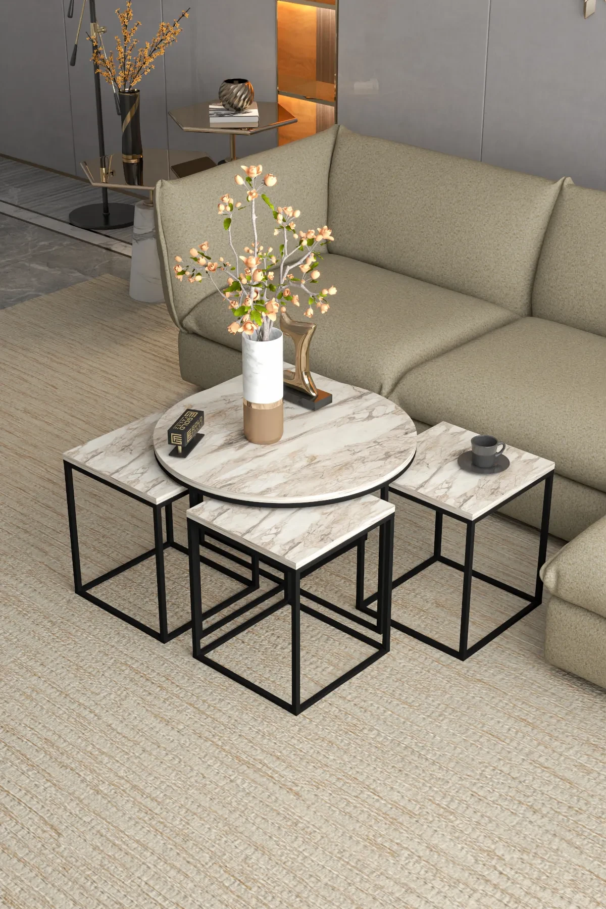 Oval Lux 5 Piece Center and Zigon Coffee Table Set — Efes