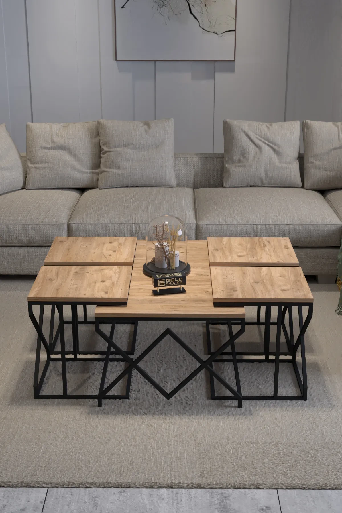 V Lux 5 Piece Center and Zigon Coffee Table Set — Atlantische Den