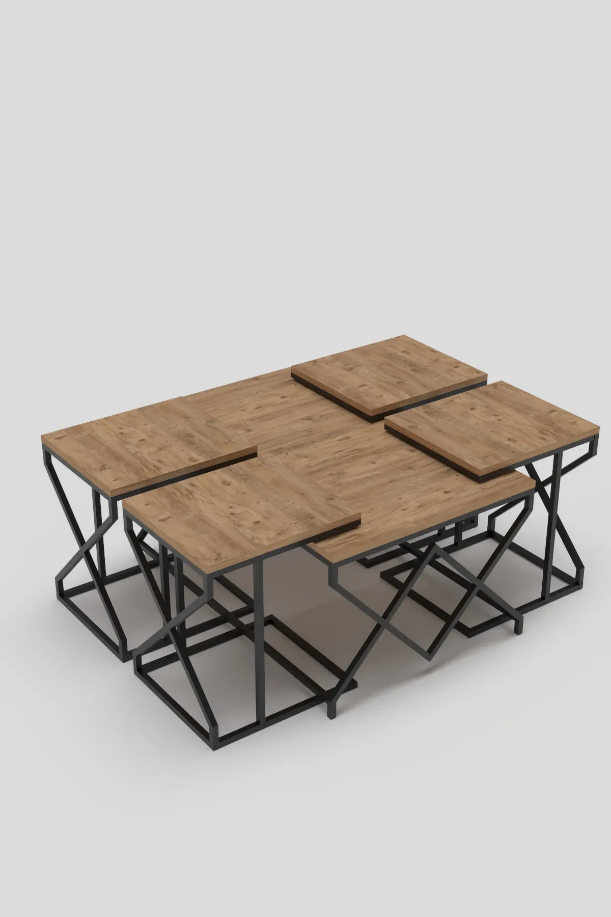 V Lux 5'li Orta ve Zigon Sehpa Seti - 49 cm - Farklı Açı