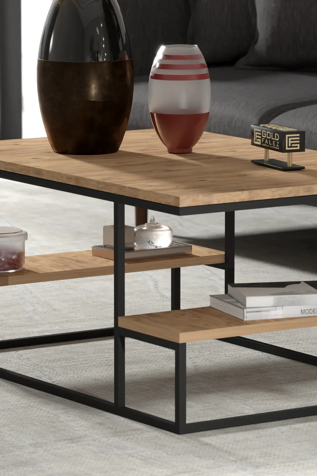 Delux Raflı Orta Sehpa - 47 cm - Detay