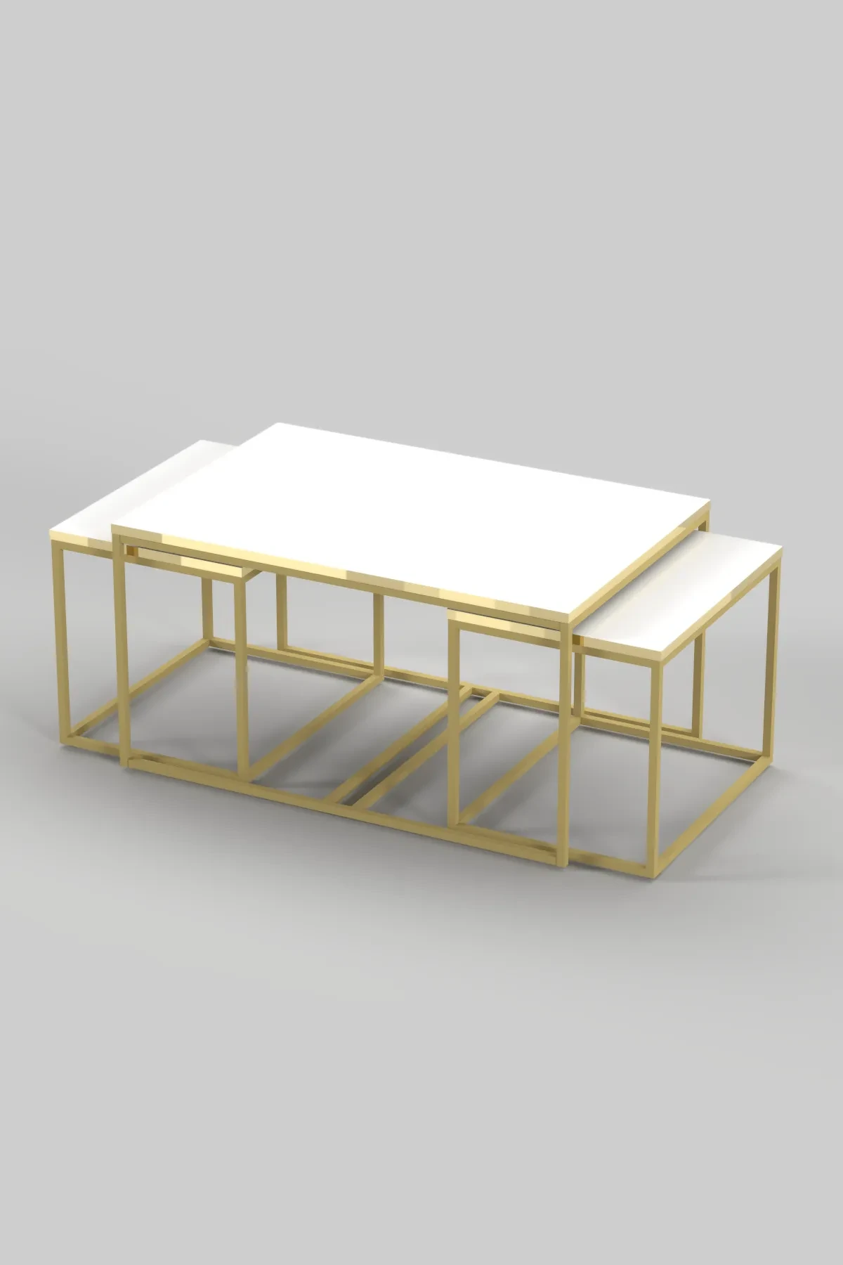 Flora Center and Zigon-Side Table Set Gold White