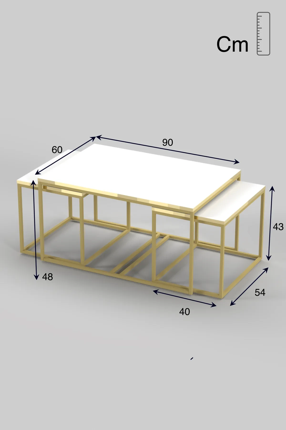 Flora Center and Zigon-Side Table Set Gold White