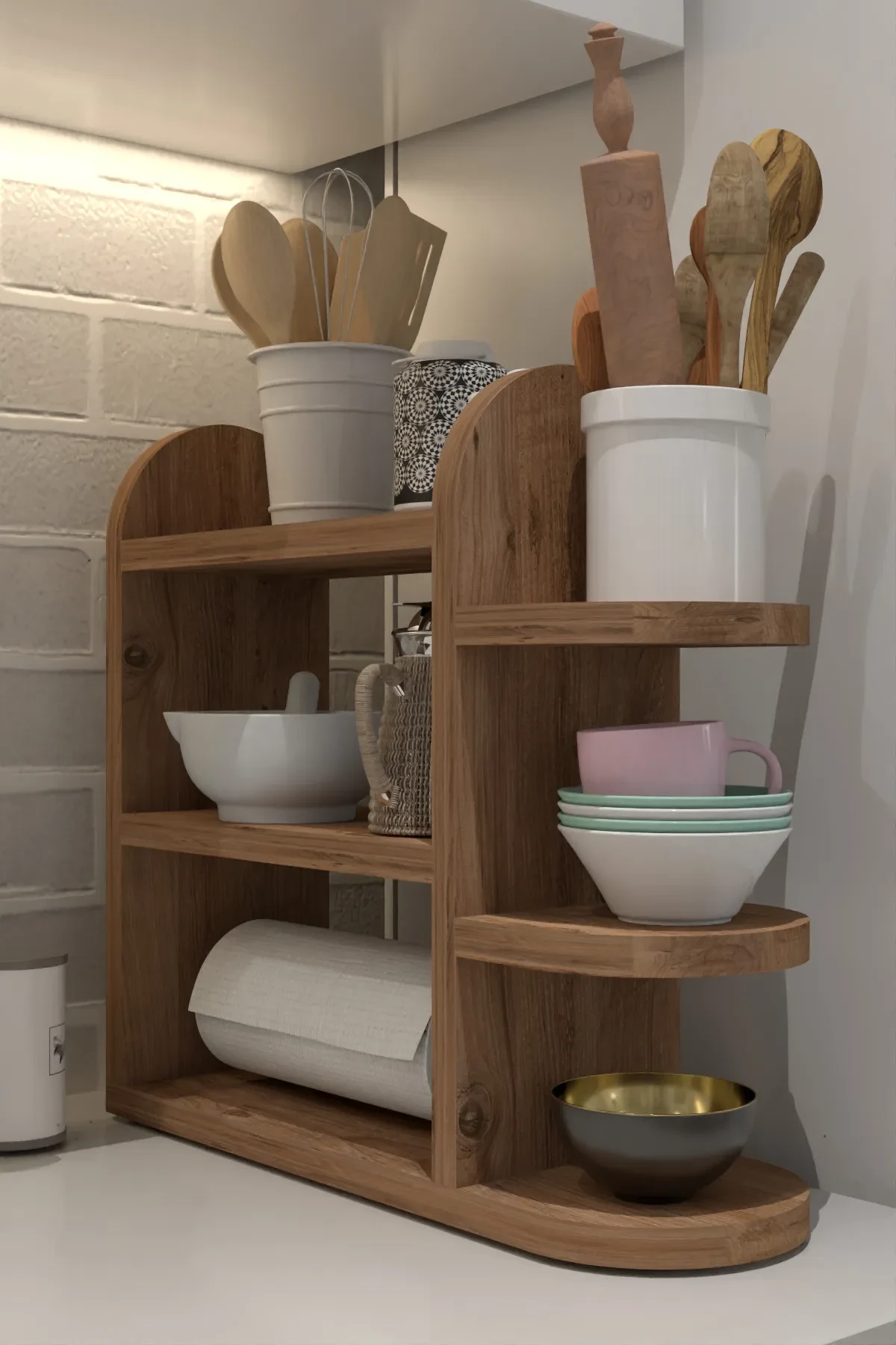 Spice Rack Kitchen Shelf with Napkin Holder