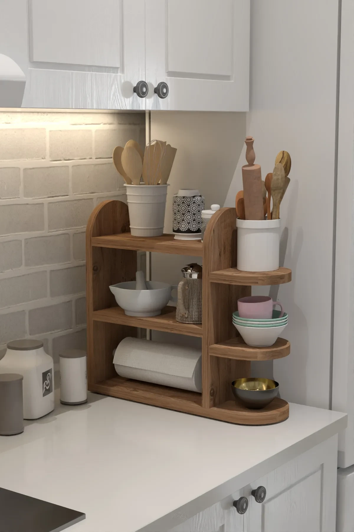 Spice Rack Kitchen Shelf with Napkin Holder — Atlantic Pine