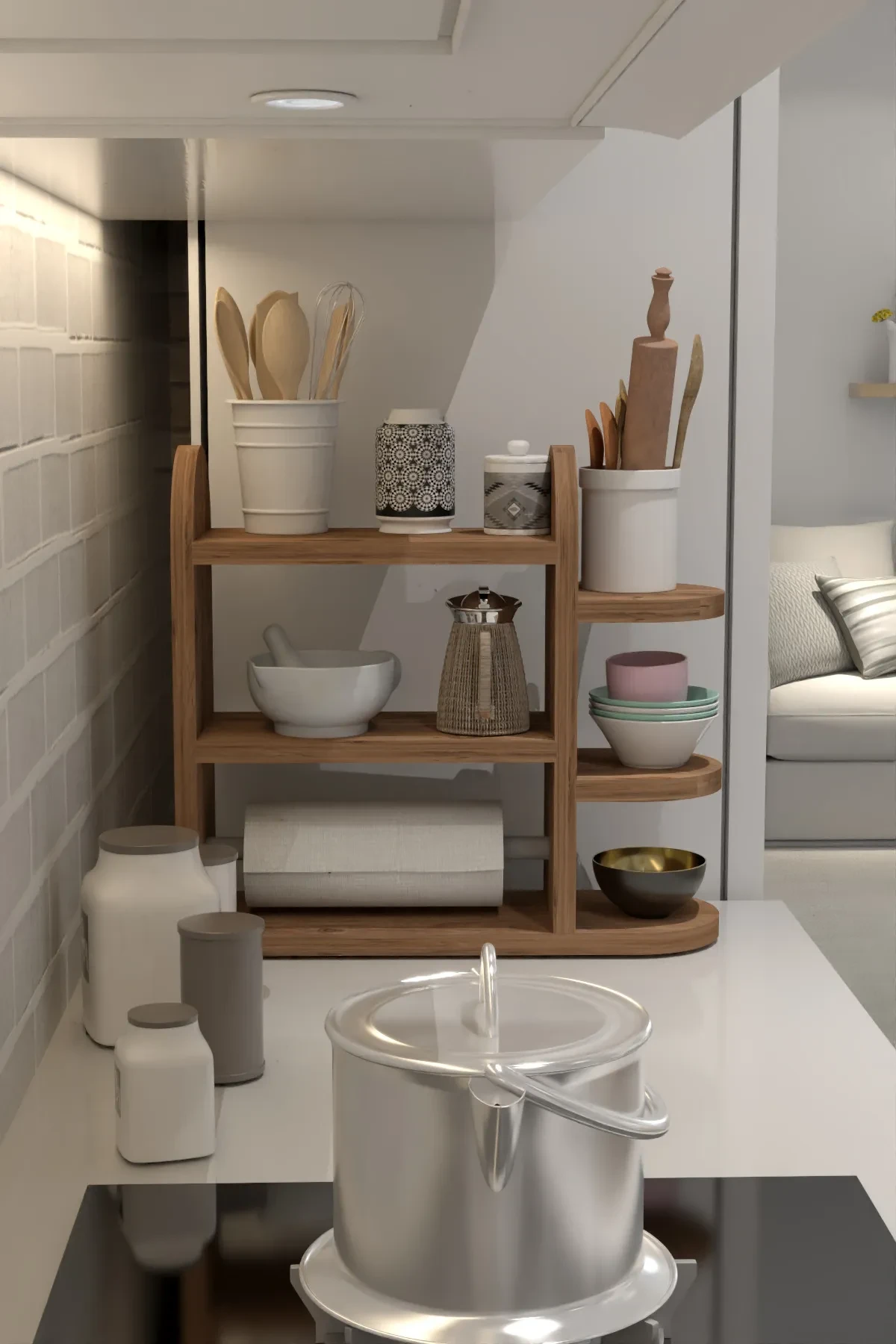 Peçetelikli Baharatlık Mutfak Rafı - 40 cm - Kullanım