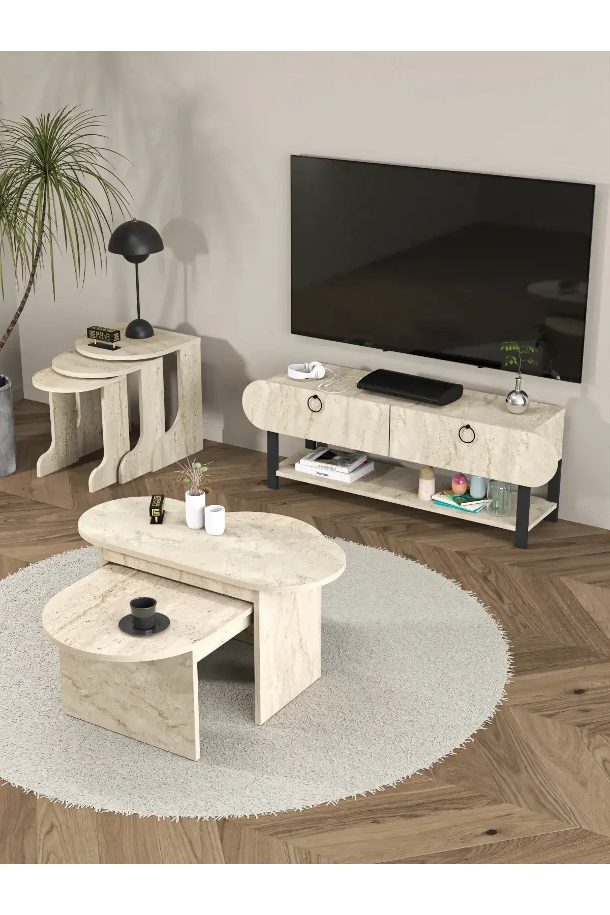 Setro 3'lü Set - 110x30x45 cm - Ön Görünüm