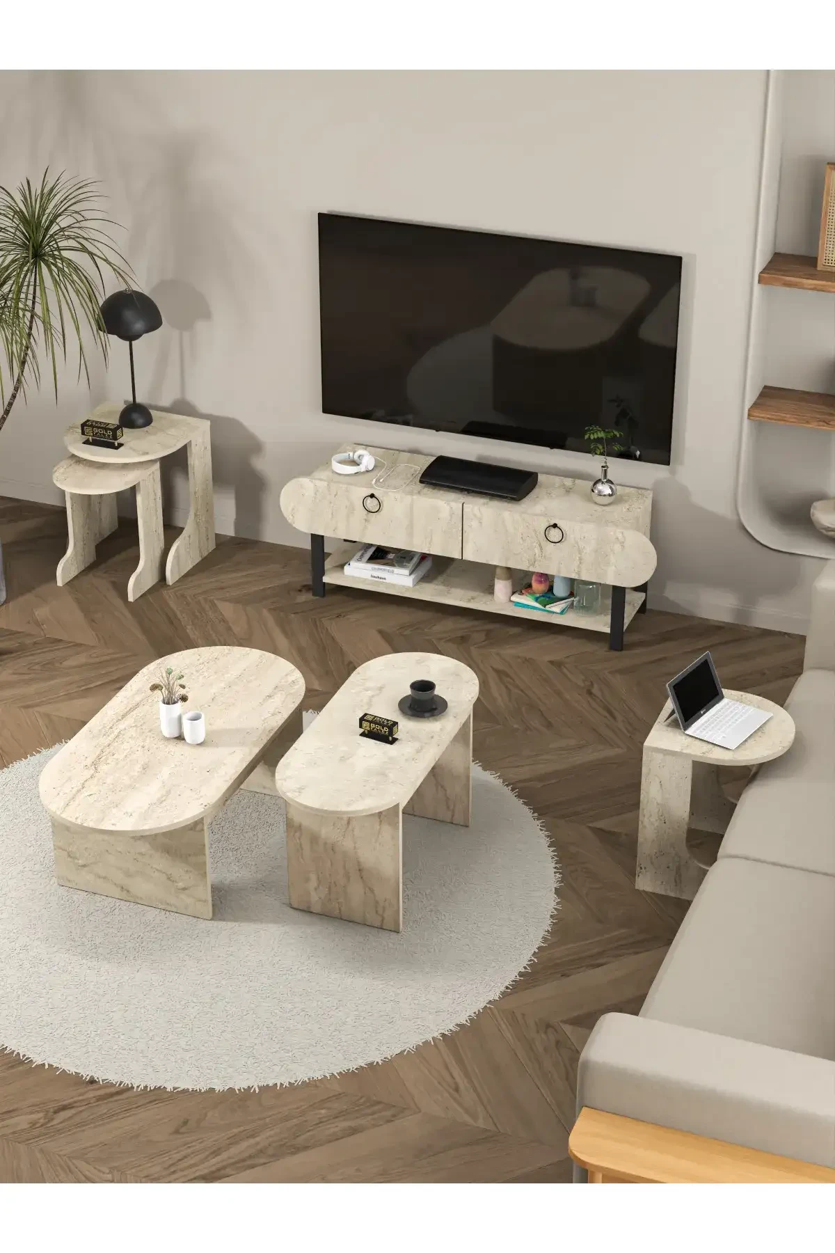 Setro 3'lü Set - 110x30x45 cm - Detay