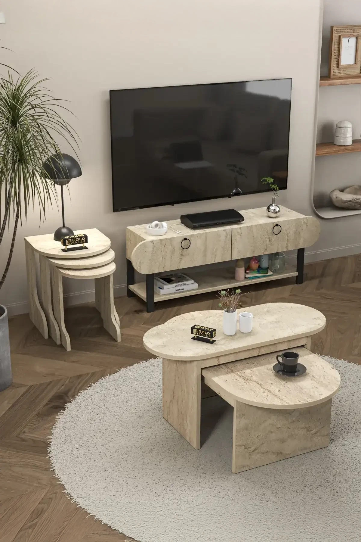 Setro Set of 3 — Traverten