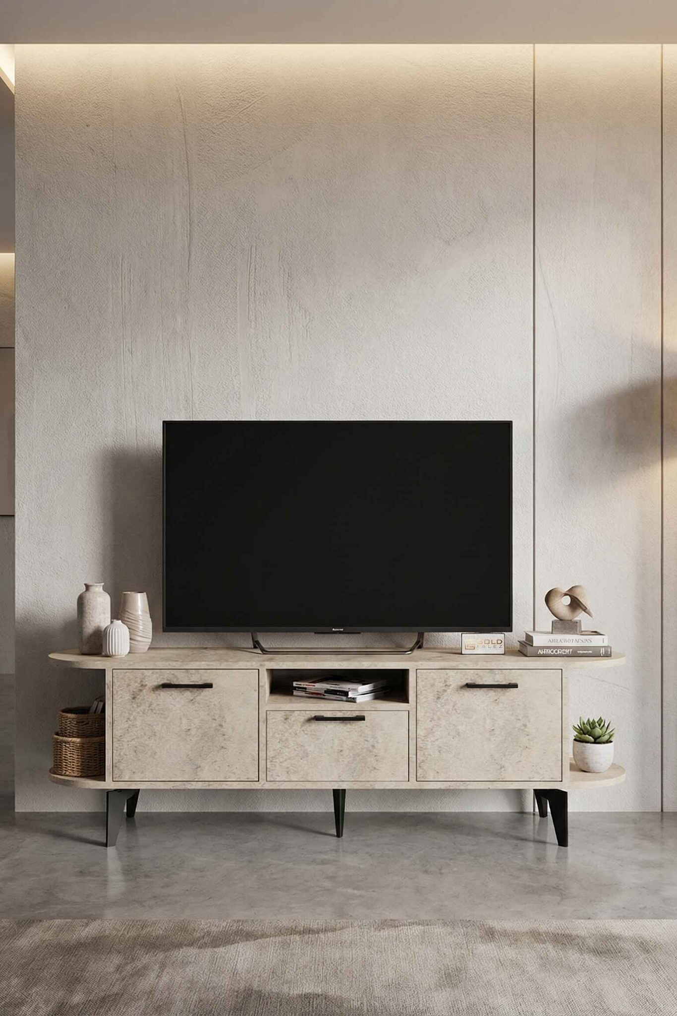 Mira Tv Stand — Traverten