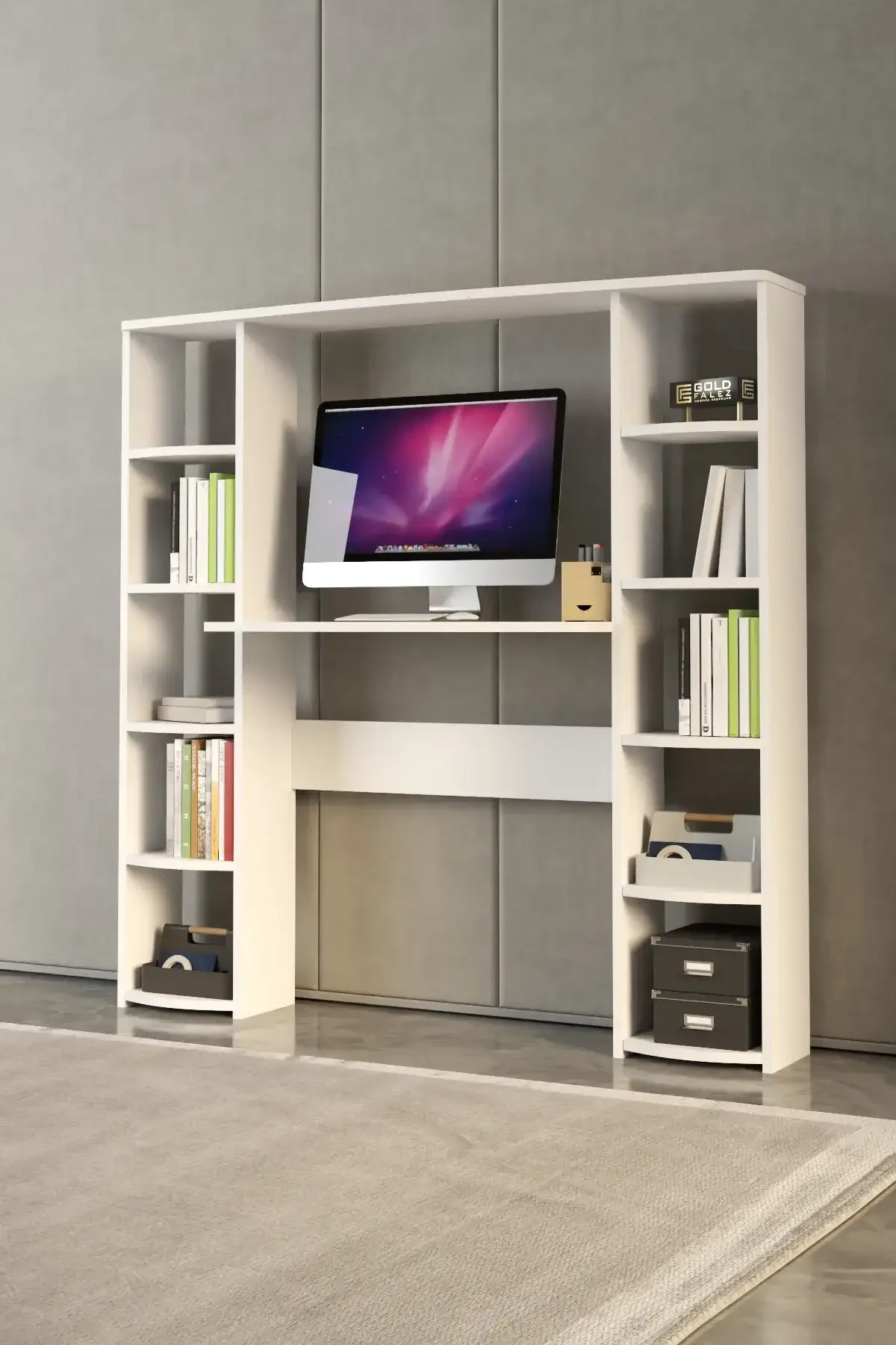 10 Shelves Bookshelf Desk