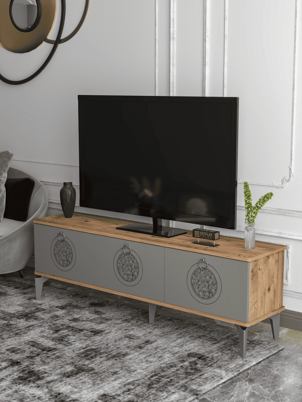 Saraylı Tv Stand — Atlantic Pine-Anthracite