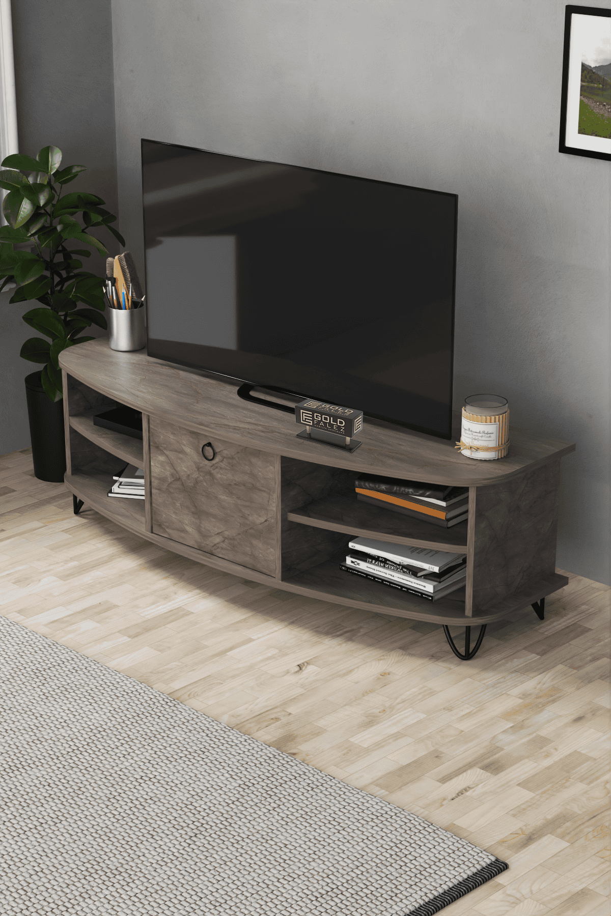 Vienna Tv Sehpası - 136x44x48 cm - Ön Görünüm