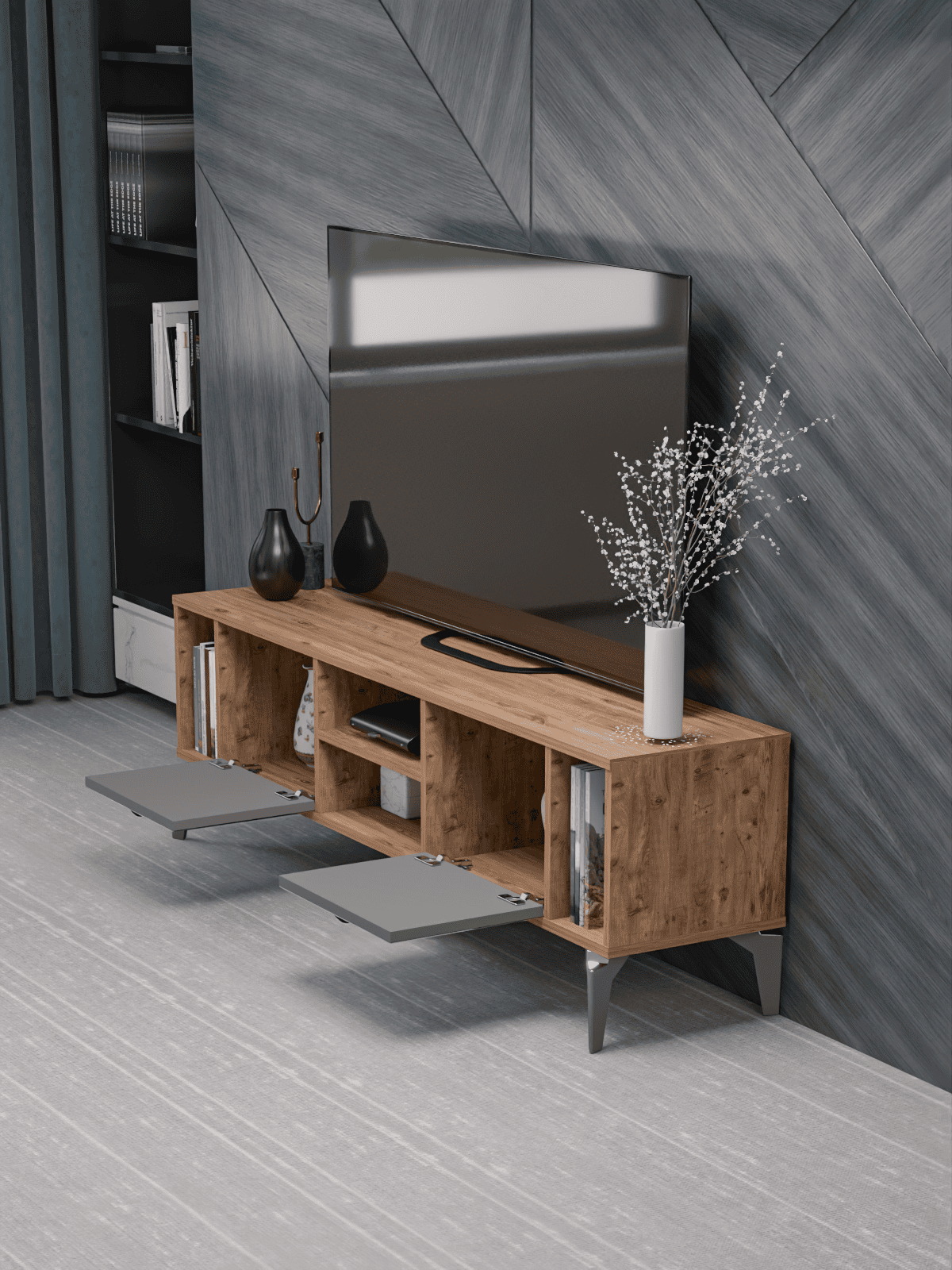 Linya Tv Sehpası - 160x35x50 cm - Farklı Açı