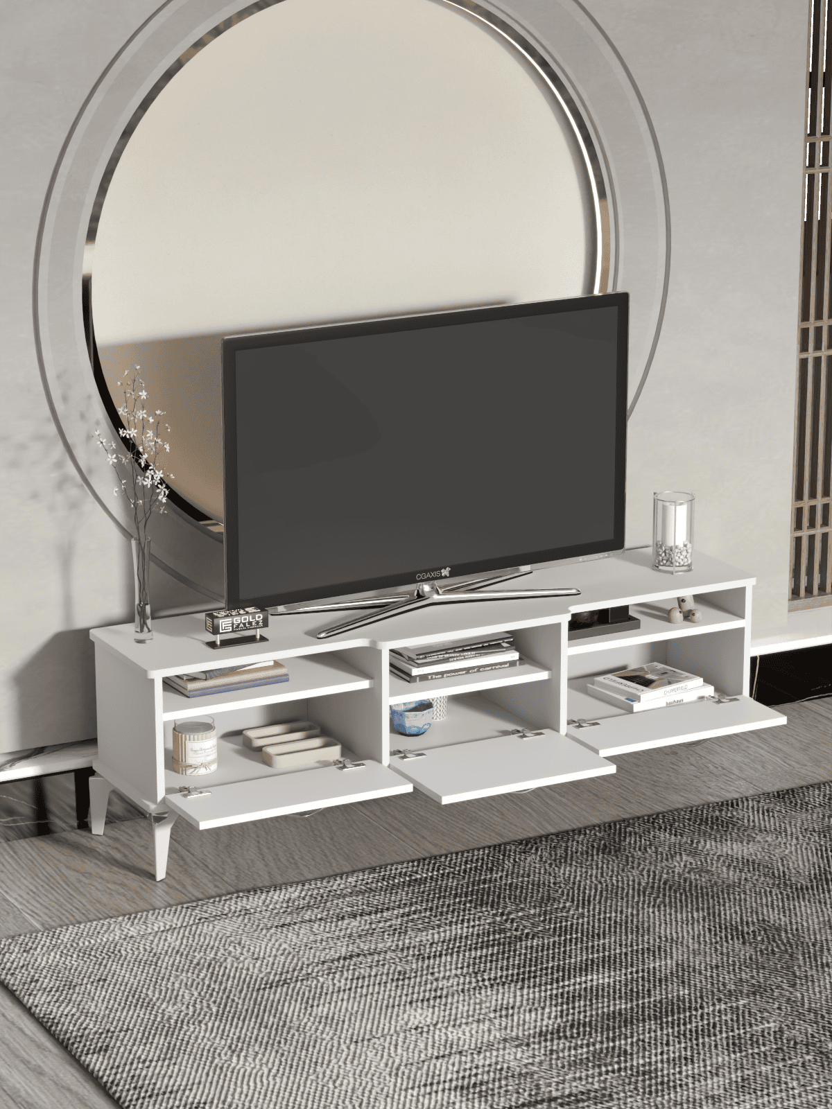 Mistral Tv Sehpası - 160x40x50 cm - Farklı Açı