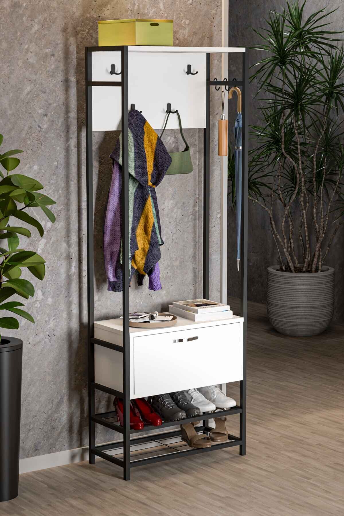 Portmanto Askılık Vestiyer Ayakkabılık - 64x34x180 cm - Kullanım