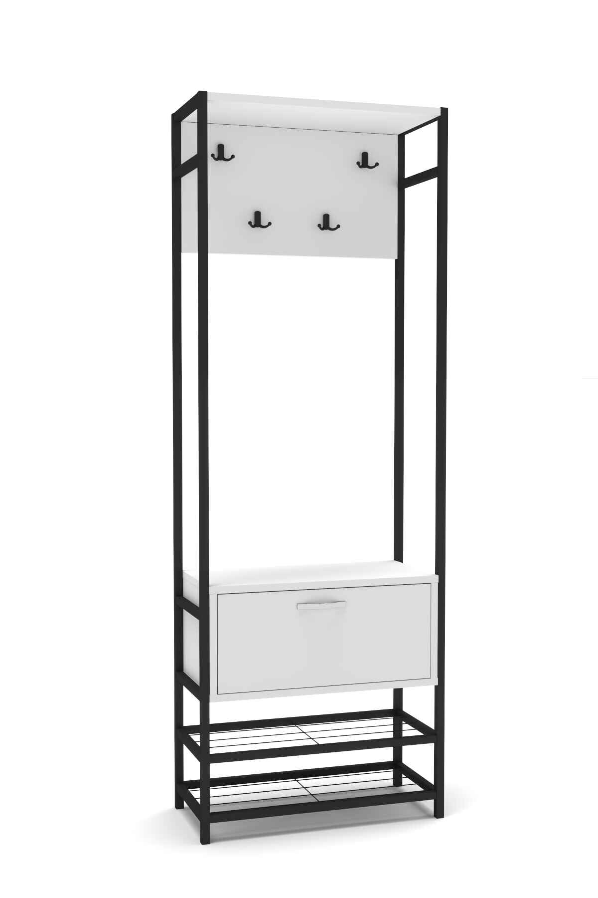 Portmanto Askılık Vestiyer Ayakkabılık - 64x34x180 cm - Detay