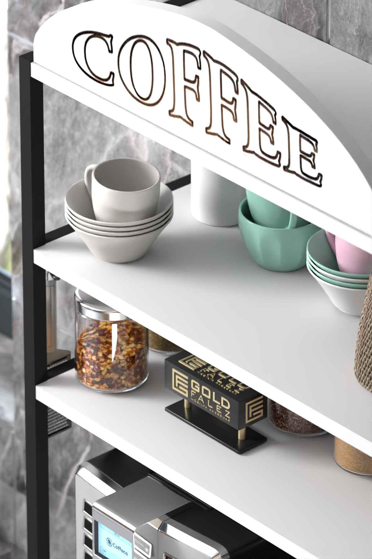 Çok Amaçlı Kahve ve Mutfak Rafı - 64x40x196 cm - Farklı Açı