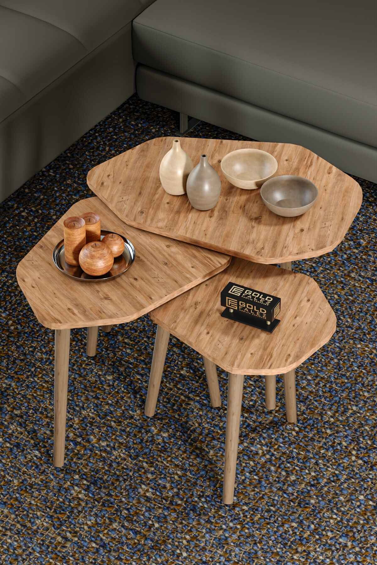 Trio 3 Wooden Zigon Coffee Table — Atlantic Pine